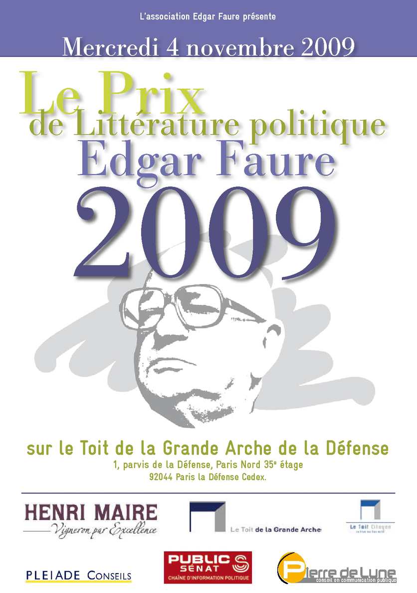 Couverture du dossier de presse du Prix Edgar Faure 2009