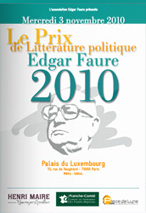 Couverture de la Gazette du Prix Edgar Faure 2010